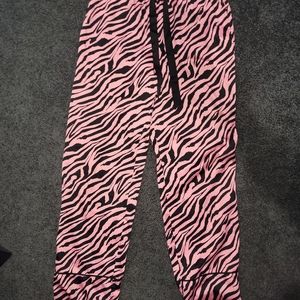 Victoria's Secret pink black zebra satin pajama pants